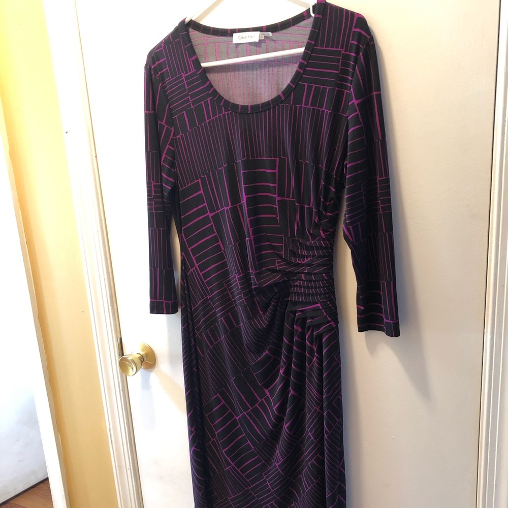 CALVIN KLEIN Black and Purple Dress Size 10